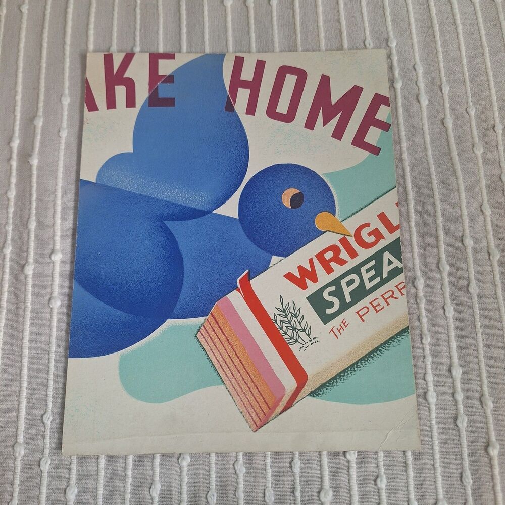 Vintage 1930s Cardstock Ad Drug Store Advertisement Wrigleys Spearment Gum 8x10